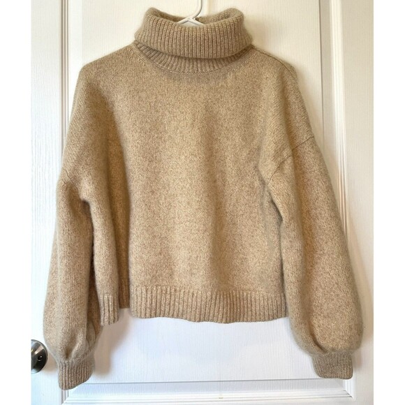 Alice + Olivia Franklyn Pullover Cashmere Turtleneck Sweater Size Large Oatmeal - Picture 2 of 12